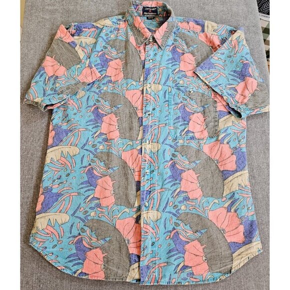 Revenge Shirtmakers Shirt Mens L 100% Cotton Allover Floral Tropical Print VTG - Picture 8 of 11